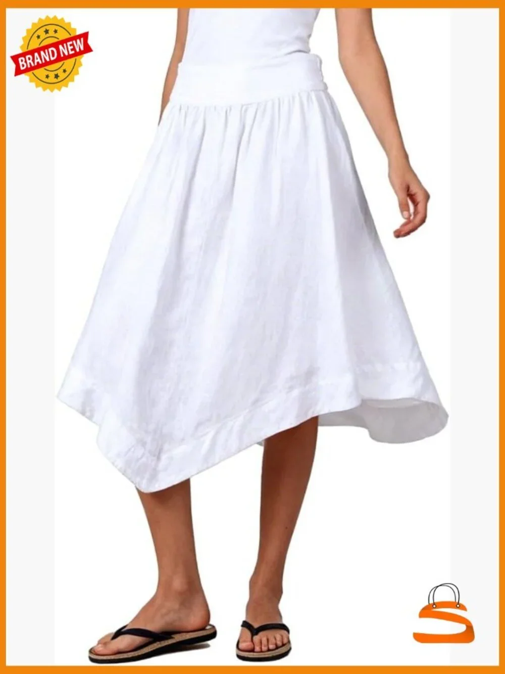 Pure Linen Handkerchief Midi Skirt Asymmetrical Pleated A-Line